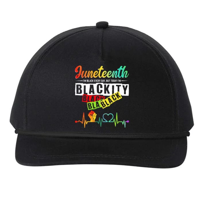 Juneteenth Blackity Heartbeat Black History African America Snapback Five-Panel Rope Hat