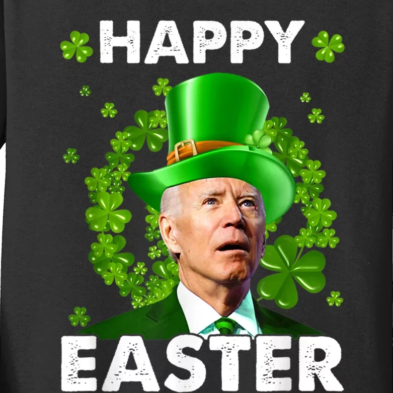 Joe Biden Happy Easter Confused Funny St Patrick's Day Kids Long Sleeve Shirt