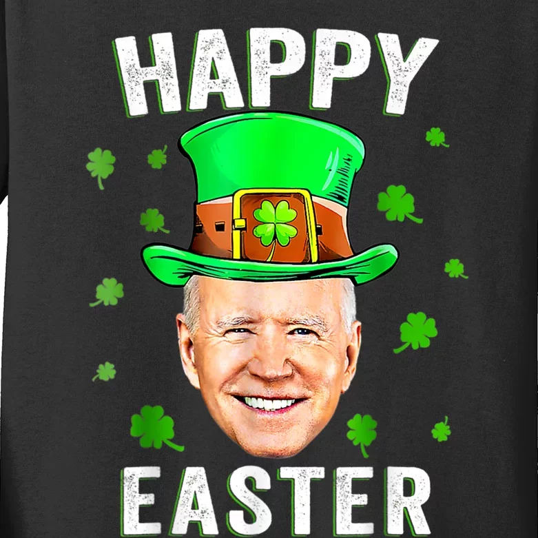 Joe Biden Happy Easter Confused Funny St Patrick's Day Kids Long Sleeve Shirt