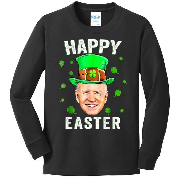 Joe Biden Happy Easter Confused Funny St Patrick's Day Kids Long Sleeve Shirt