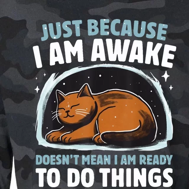 Just Because IM Awake DoesnT Mean IM Ready To Do Things Cropped Pullover Crew