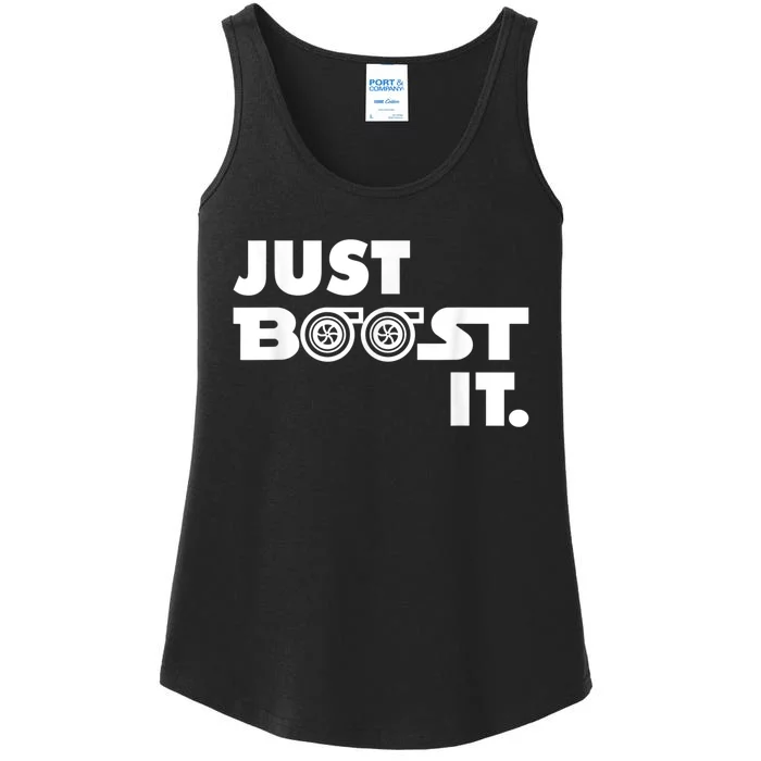 Just Boost It. Turbo And Turbocharger Engine And Race Car Ladies Essential Tank