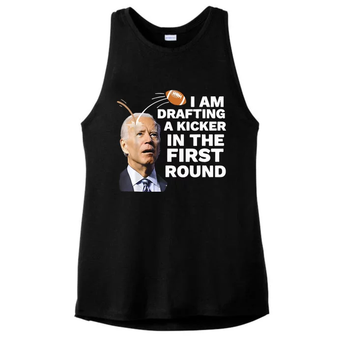 Joe Biden I Am Drafting A Kicker In The First Round Ladies Tri-Blend Wicking Tank