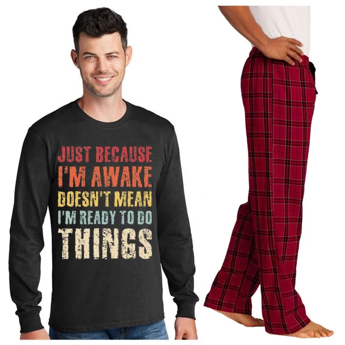 Just Because Im Awake Retro Outfit Tween Long Sleeve Pajama Set