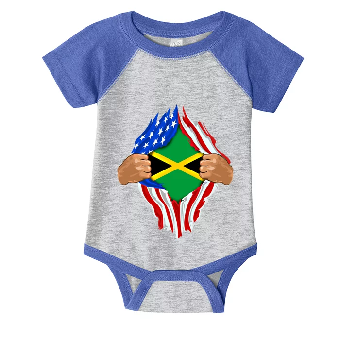 Jamaican Blood Inside Me Jamaica Flag Gift Infant Baby Jersey Bodysuit