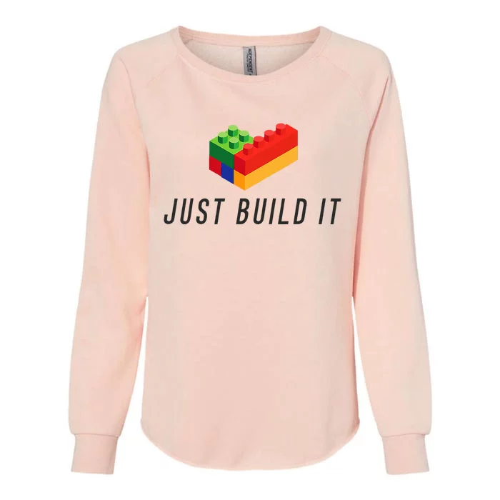 Just Build It Blocks Bricks Building Blocks Toy Womens California Wash Sweatshirt