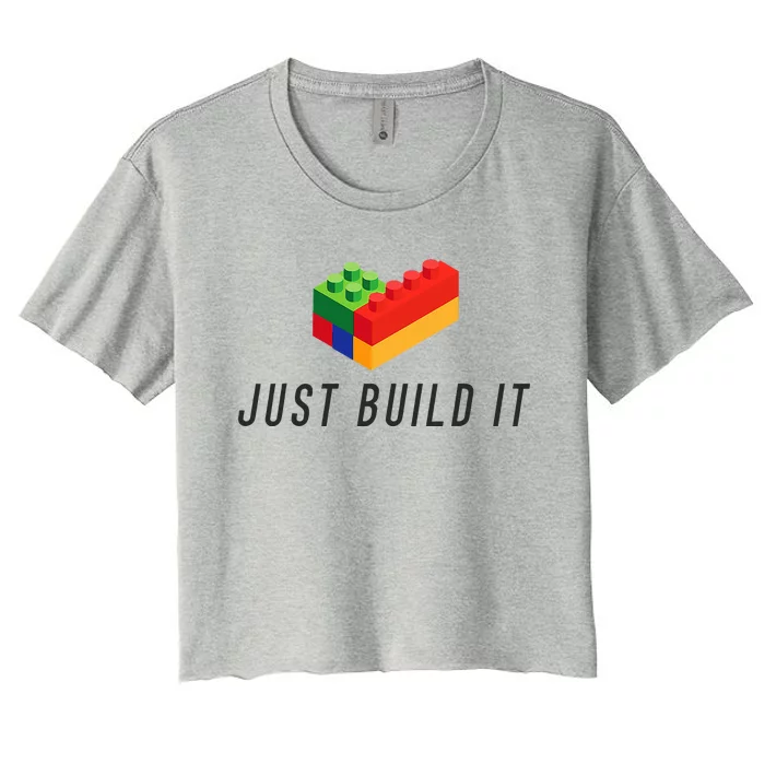 Just Build It Blocks Bricks Building Blocks Toy Women's Crop Top Tee