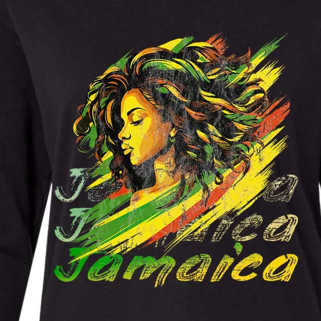 Jamaican Black Jamaica Flag Hair Women Womens Cotton Relaxed Long Sleeve T-Shirt