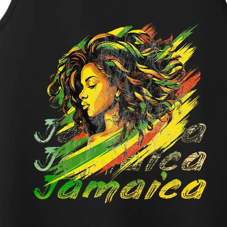 Jamaican Black Jamaica Flag Hair Women Performance Tank