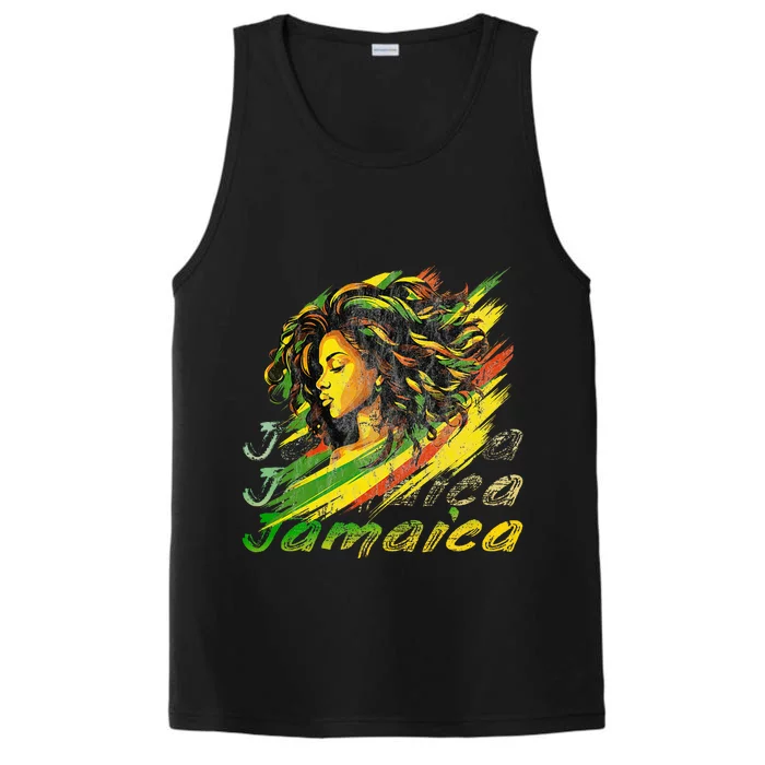 Jamaican Black Jamaica Flag Hair Women Performance Tank