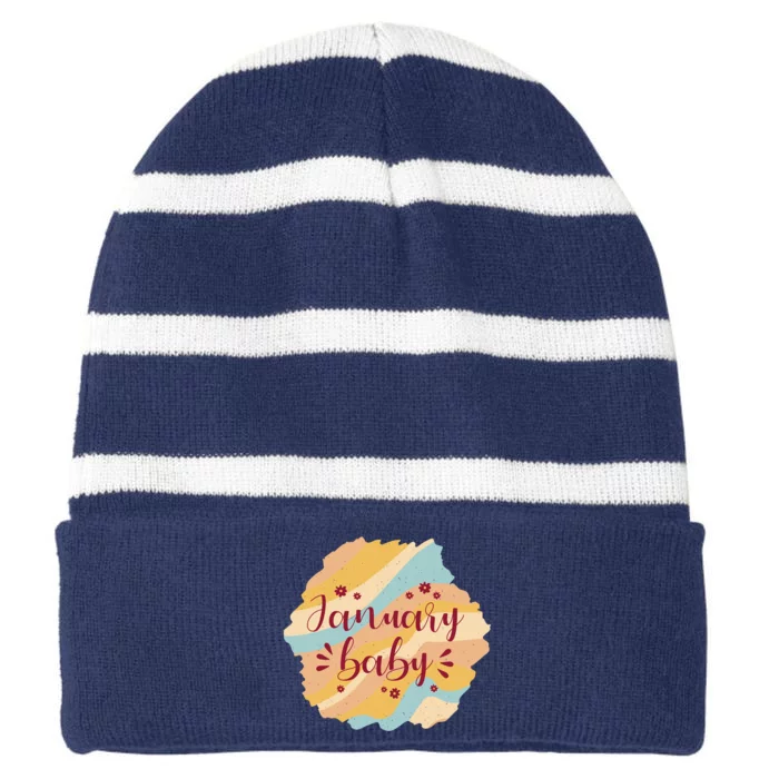 January Baby Striped Beanie with Solid Band