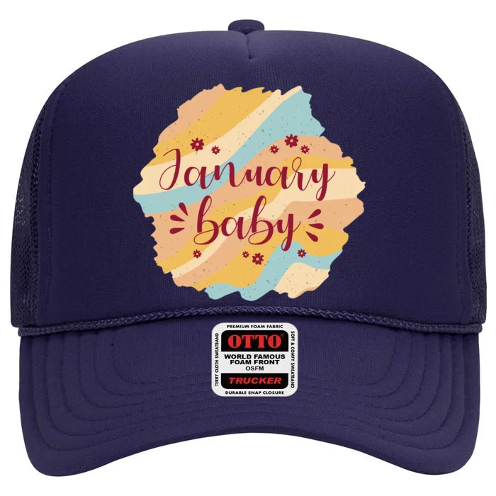 January Baby High Crown Mesh Trucker Hat