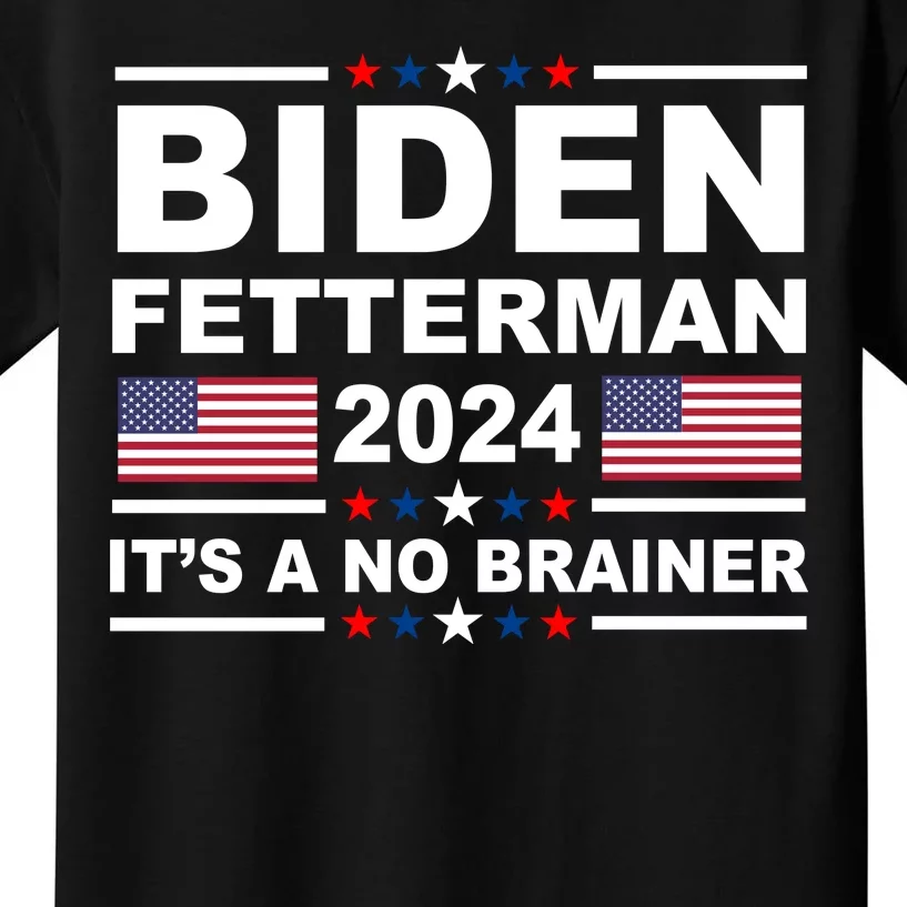 Joe Biden John Fetterman 2024 It's A No Brainer Funny Kids T-Shirt