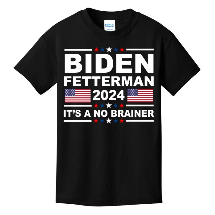 Joe Biden John Fetterman 2024 It's A No Brainer Funny Kids T-Shirt