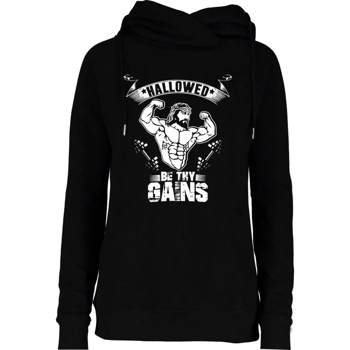 Jesus Bodybuilding Womens Funnel Neck Pullover Hood