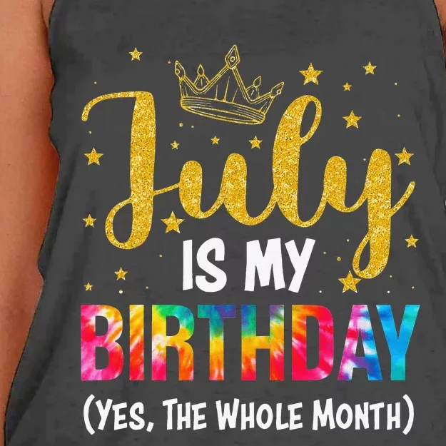 July Birthday July Is My Birthday Yes The Whole Month Women's Knotted Racerback Tank