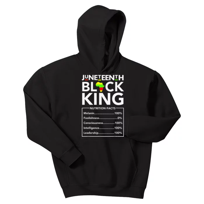 Juneteenth Black King Nutritional Facts Melanin Father Kids Hoodie