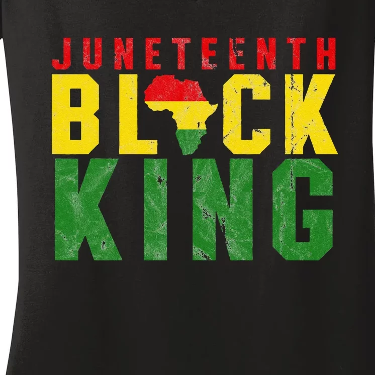 Juneteenth Black King Emancipation Day Melanin Pride Women's V-Neck T-Shirt