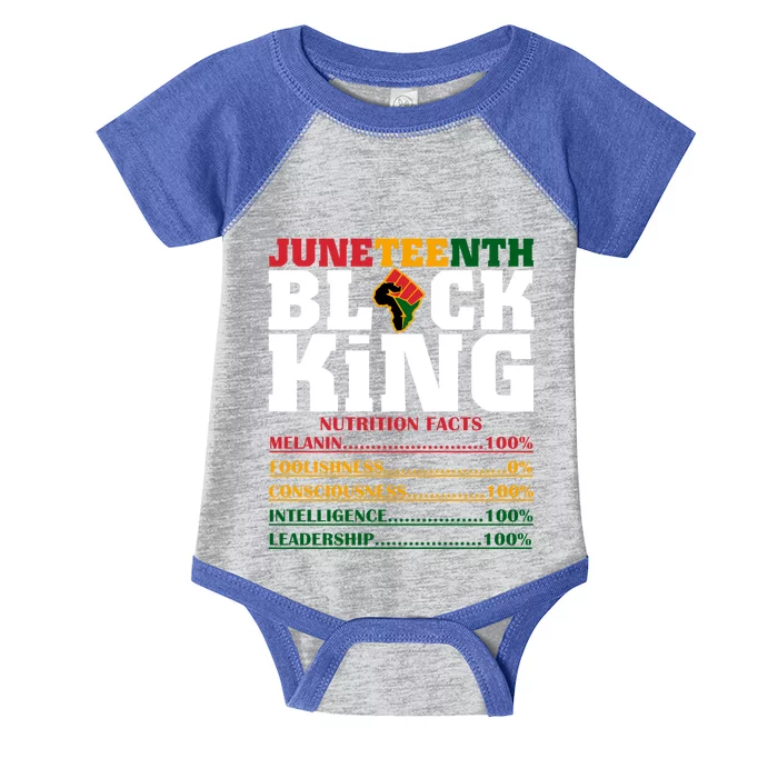 Juneteenth Black King Nutrition Facts African Black Funny Gift Infant Baby Jersey Bodysuit