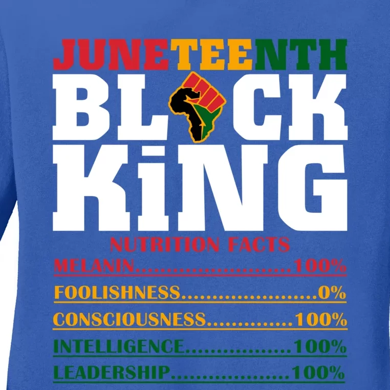 Juneteenth Black King Nutrition Facts African Black Funny Gift Ladies Long Sleeve Shirt