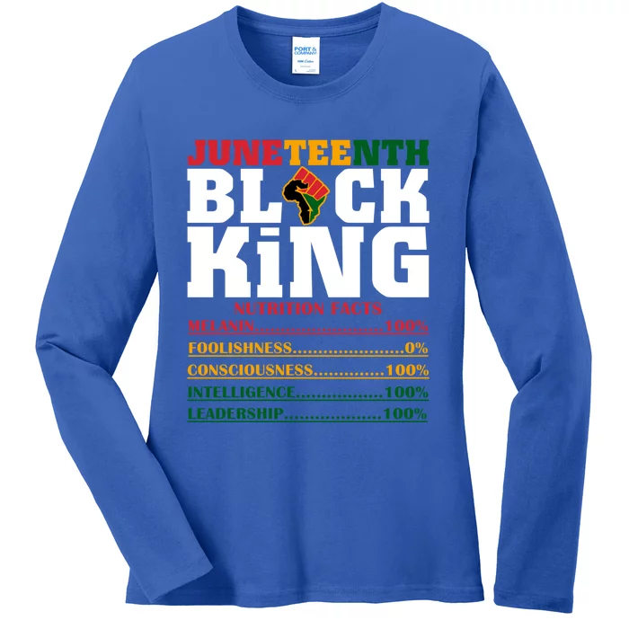 Juneteenth Black King Nutrition Facts African Black Funny Gift Ladies Long Sleeve Shirt