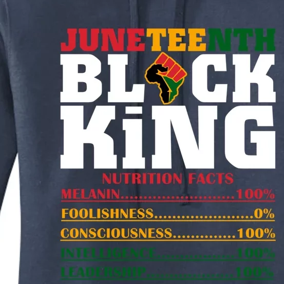 Juneteenth Black King Nutrition Facts African Black Funny Gift Women's Pullover Hoodie