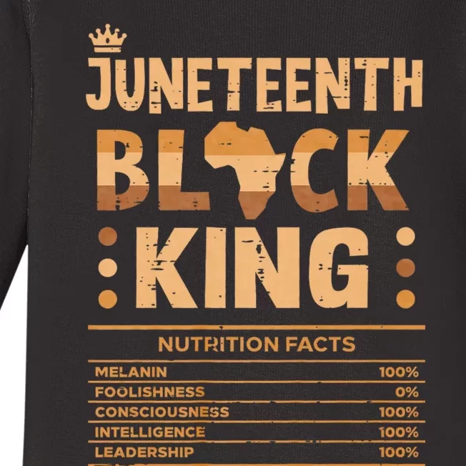 Juneteenth Black King Nutrition Facts Melanin Matching Dad Baby Long Sleeve Bodysuit