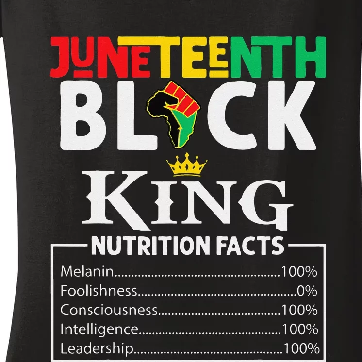 Juneteenth Black King Nutritional Facts Freedom Day Women's V-Neck T-Shirt