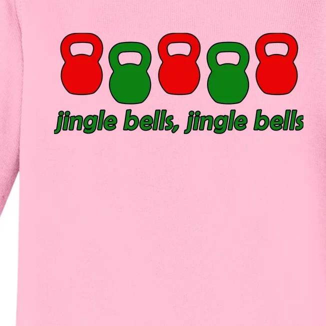 Jingle Bells Kettlebell Christmas Holiday Workout Baby Long Sleeve Bodysuit