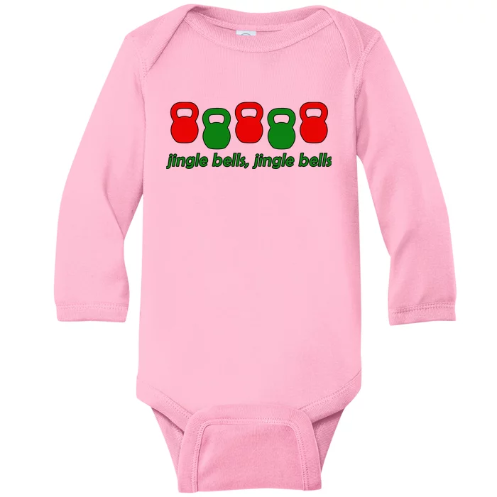 Jingle Bells Kettlebell Christmas Holiday Workout Baby Long Sleeve Bodysuit