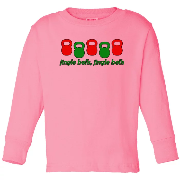 Jingle Bells Kettlebell Christmas Holiday Workout Toddler Long Sleeve Shirt