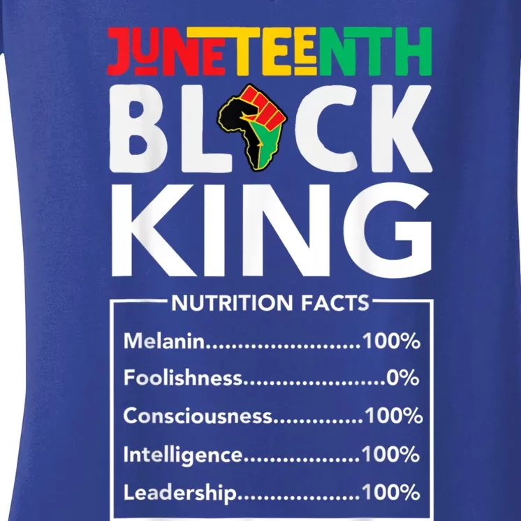 Junenth Black King Nutritional Facts Melanin Dad Gift Women's V-Neck T-Shirt