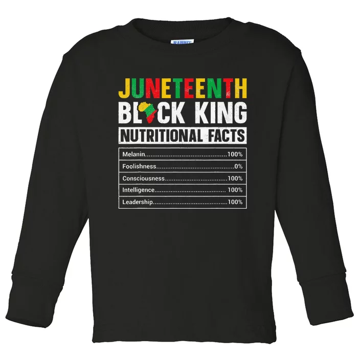 Juneteenth Black King Nutritional Facts Melanin Father Toddler Long Sleeve Shirt