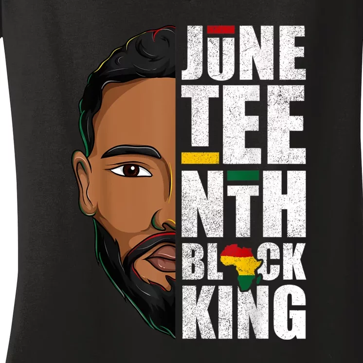 Juneteenth Black King Funny Juneteenth Black King Women's V-Neck T-Shirt