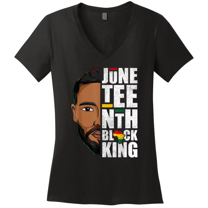 Juneteenth Black King Funny Juneteenth Black King Women's V-Neck T-Shirt