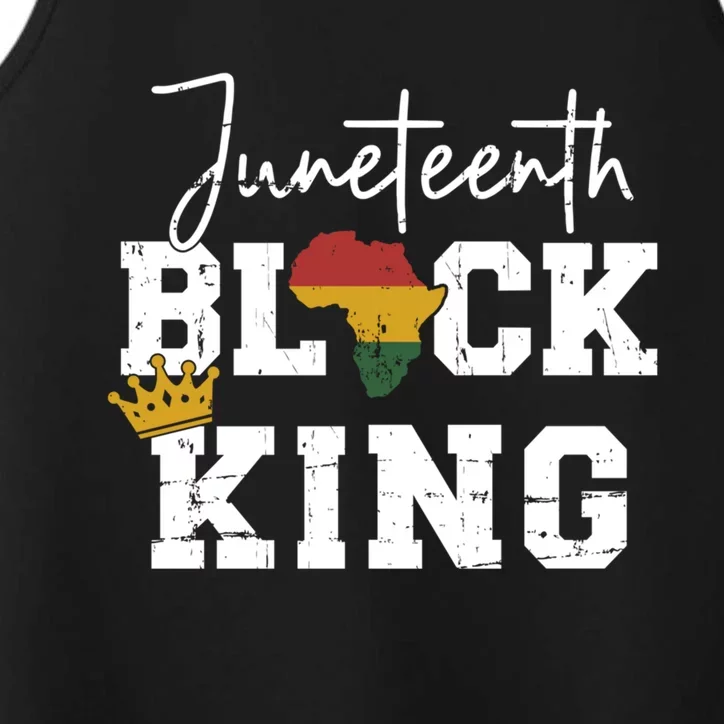 Juneteenth Black King With Pan African Map Flag Gift Performance Tank