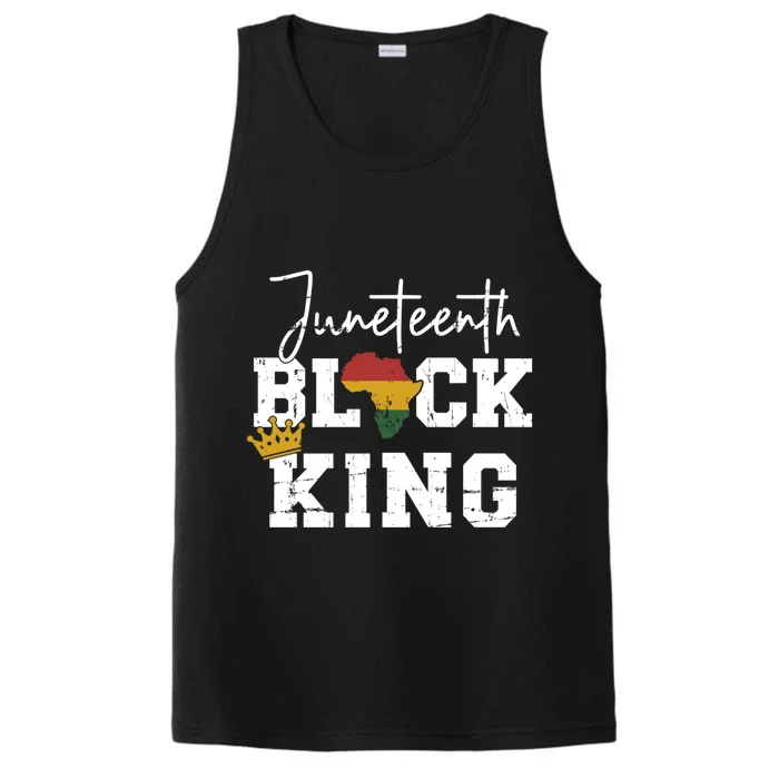 Juneteenth Black King With Pan African Map Flag Gift Performance Tank