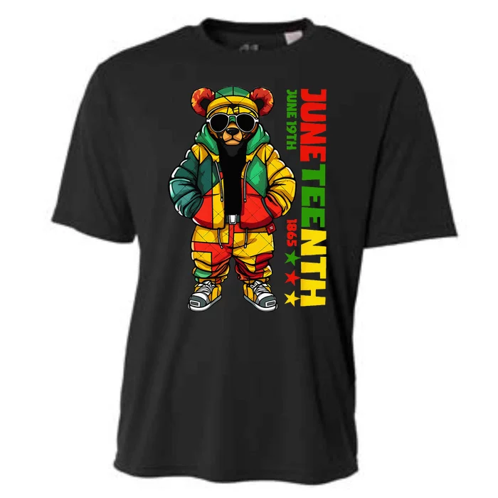 Juneteenth Black King Hip Hop Teddy Bear African American Cooling Performance Crew T-Shirt