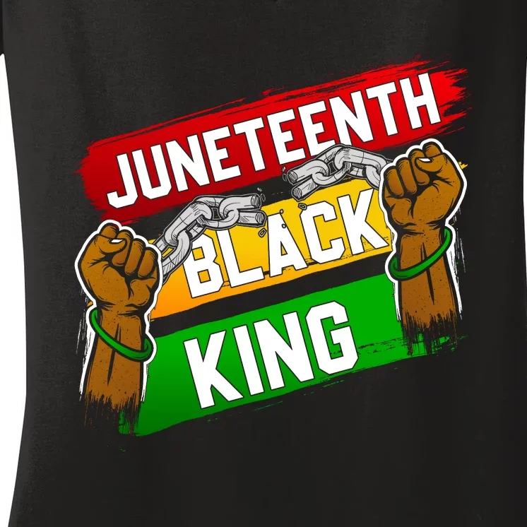 Juneteenth Black King Celebration Graphic Women's V-Neck T-Shirt