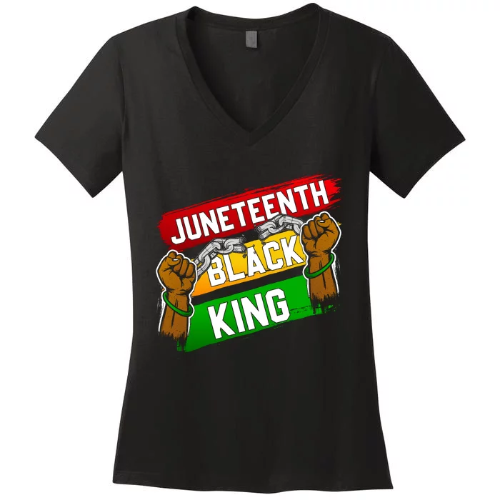 Juneteenth Black King Celebration Graphic Women's V-Neck T-Shirt