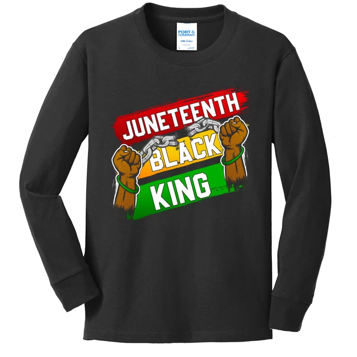 Juneteenth Black King Celebration Graphic Kids Long Sleeve Shirt