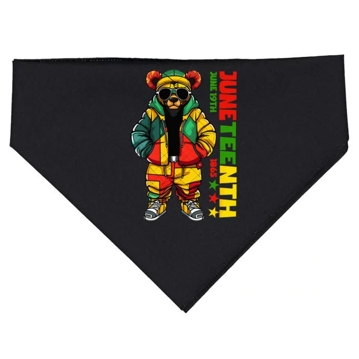 Juneteenth Black King Hip Hop Teddy Bear African American USA-Made Doggie Bandana