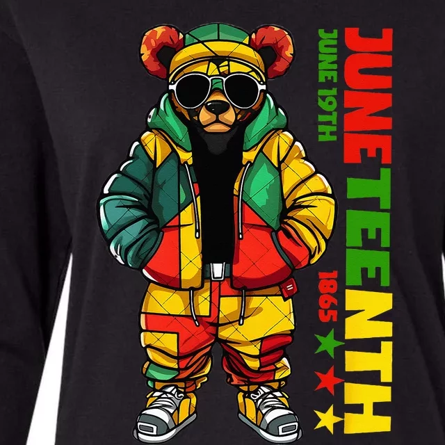 Juneteenth Black King Hip Hop Teddy Bear African American Womens Cotton Relaxed Long Sleeve T-Shirt