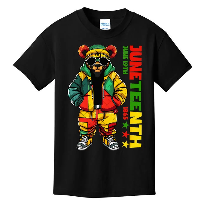 Juneteenth Black King Hip Hop Teddy Bear African American Kids T-Shirt