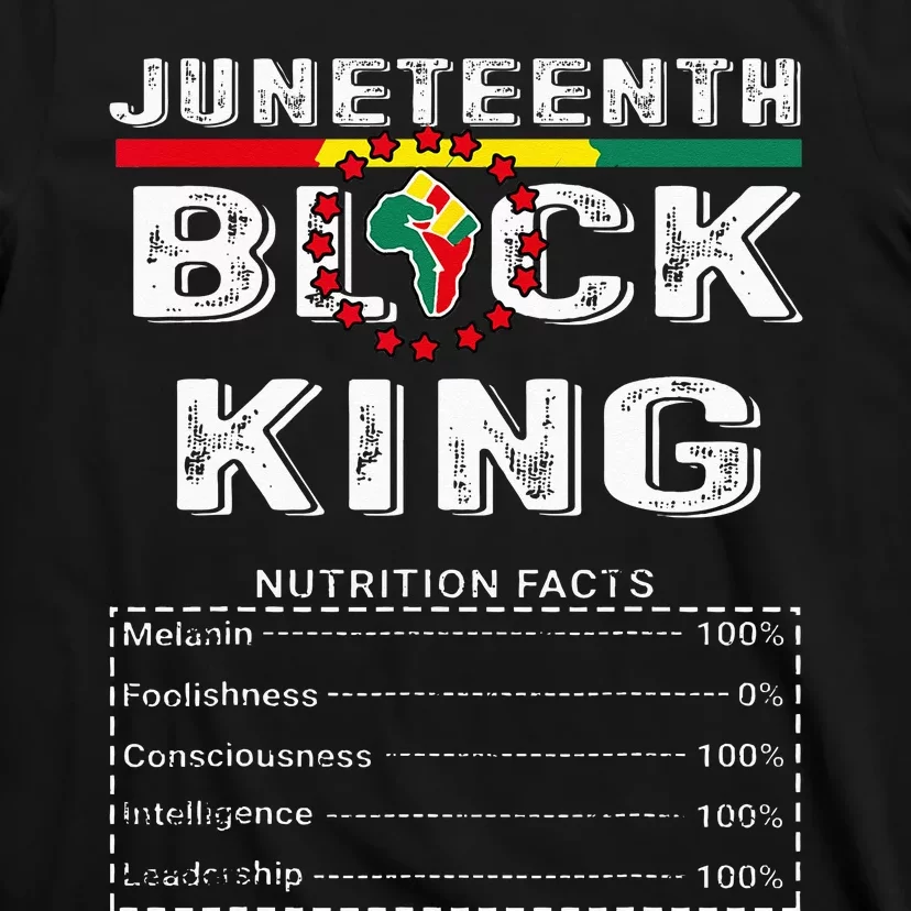 Juneteenth Black King Nutritional Facts Melanin Father T-Shirt