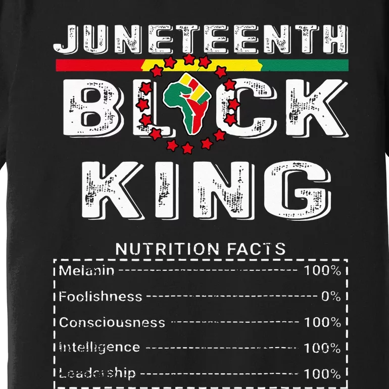 Juneteenth Black King Nutritional Facts Melanin Father Premium T-Shirt