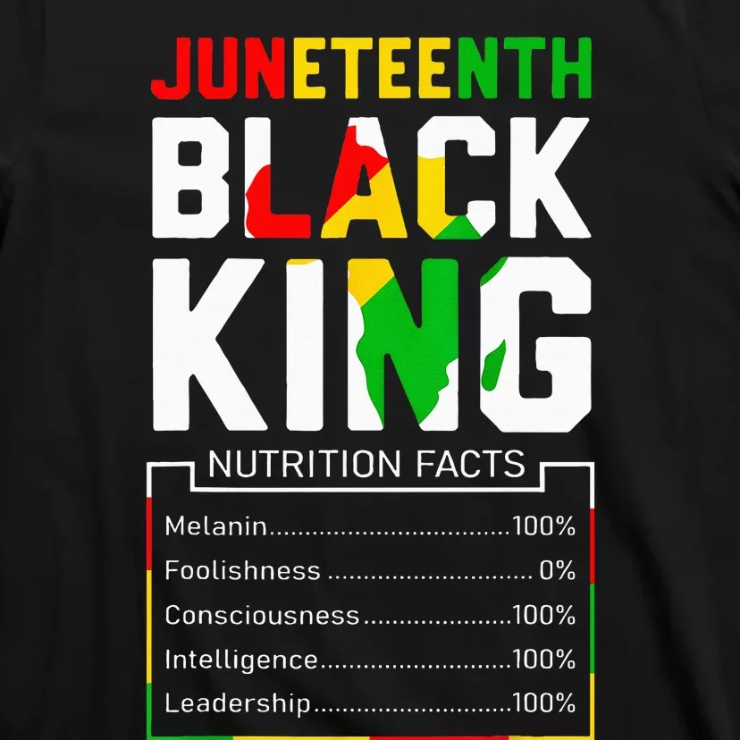 Juneteenth Black King Nutritional Facts Melanin Father T-Shirt