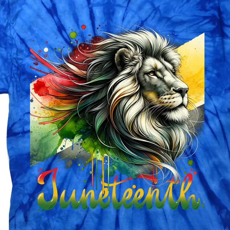 Junenth Black King Black Freedom Lion Face Gift Tie-Dye T-Shirt