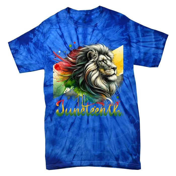 Junenth Black King Black Freedom Lion Face Gift Tie-Dye T-Shirt