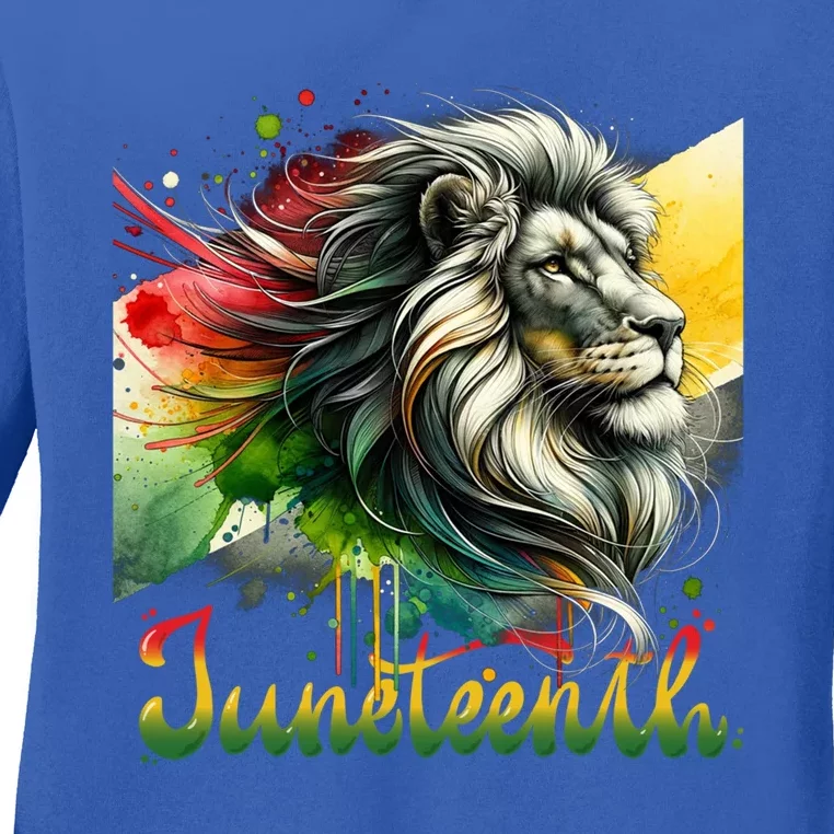 Junenth Black King Black Freedom Lion Face Gift Ladies Long Sleeve Shirt